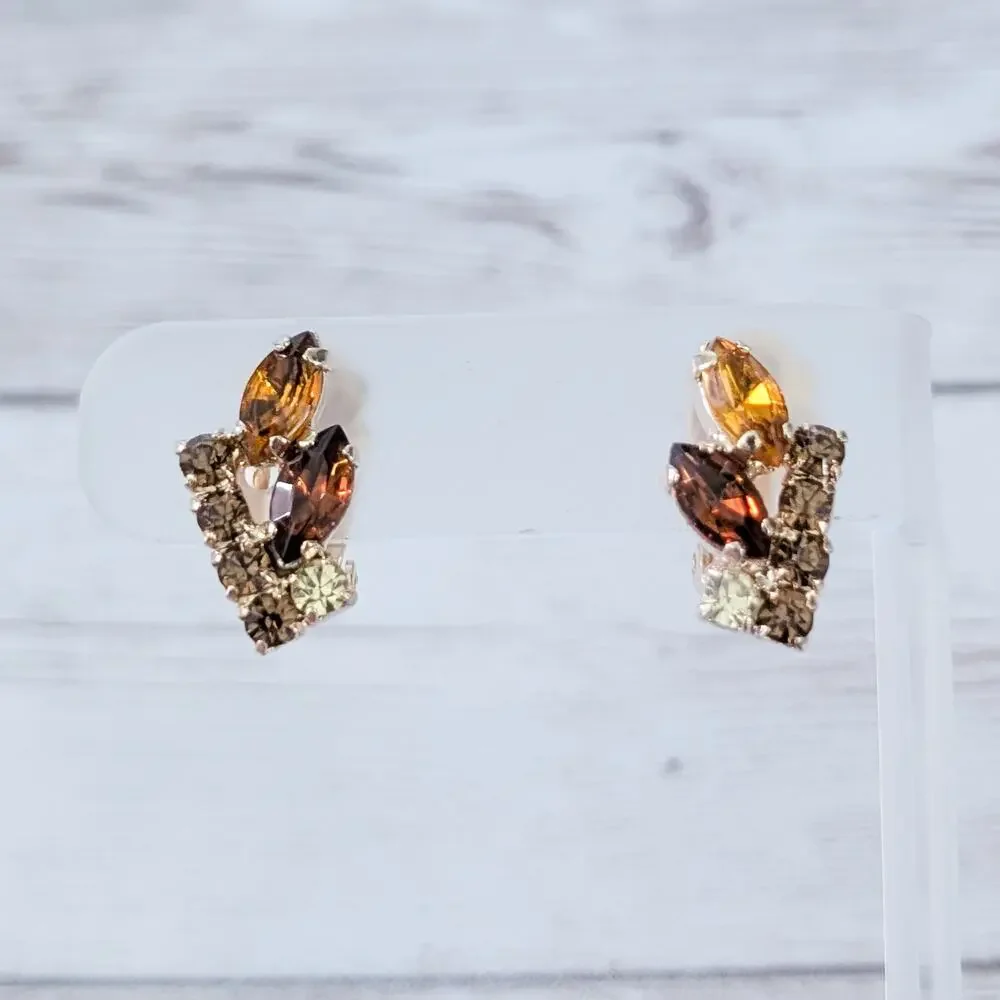 Vintage Clip On Earrings Stunning Fall Theme Gems Pretty